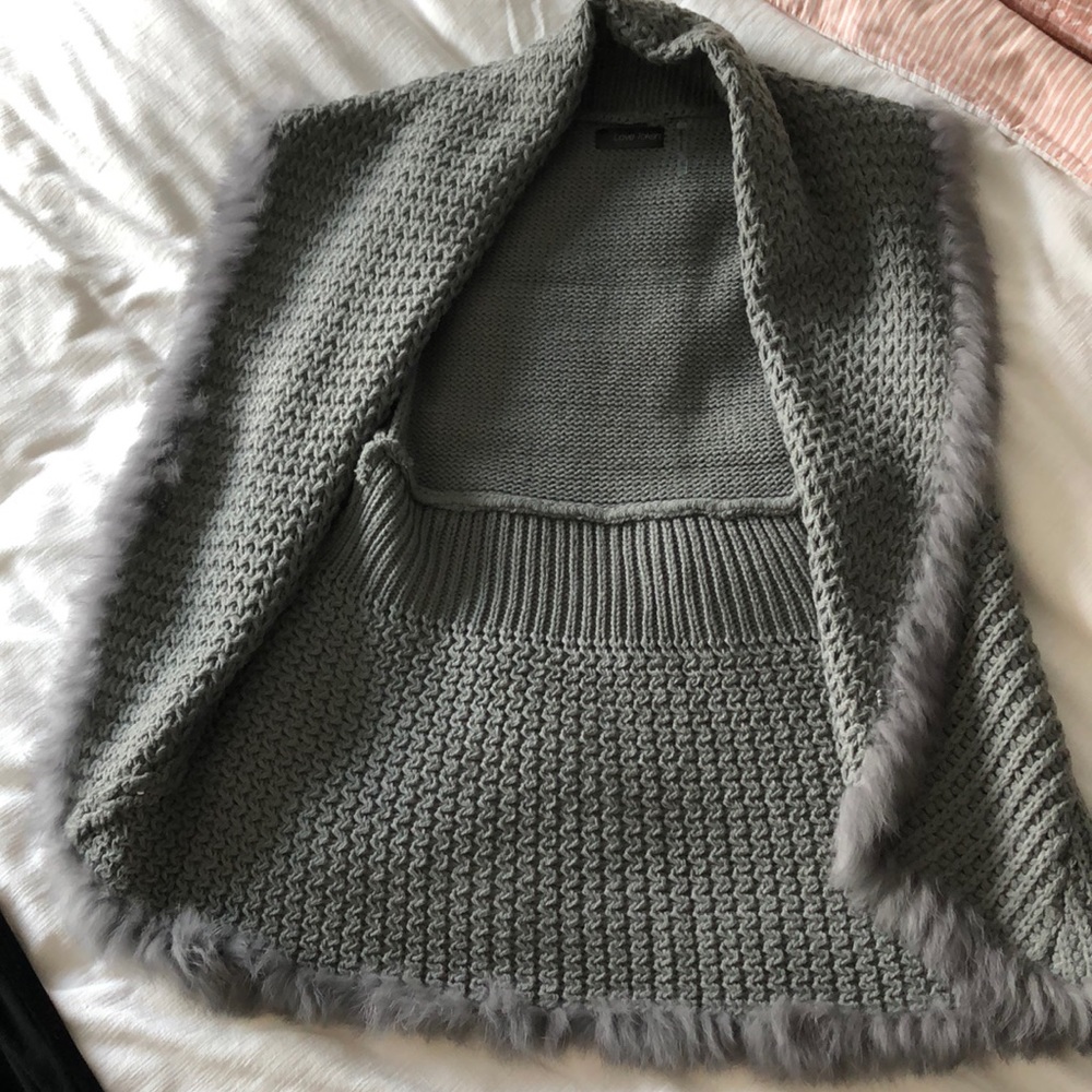 Love Token knit vest with rabbit fur detailing